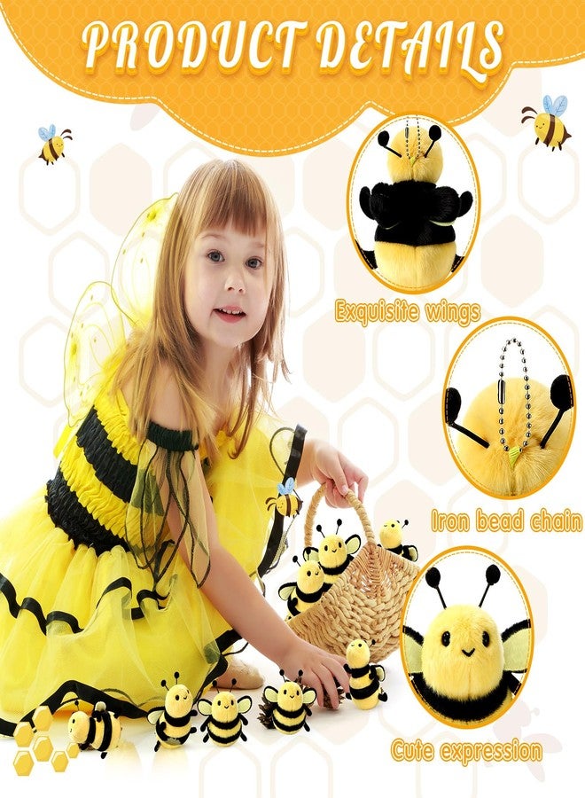 Sratte 8 Pcs 4.72 Inches Stuffed Bees Plush Soft Small Bee Stuffed Animal Honeybee Plush Keychains Realistic Cartoon Toys Adorable Doll for Baby Shower Valentine Birthday Party Favors (Novel Style) - Image 4
